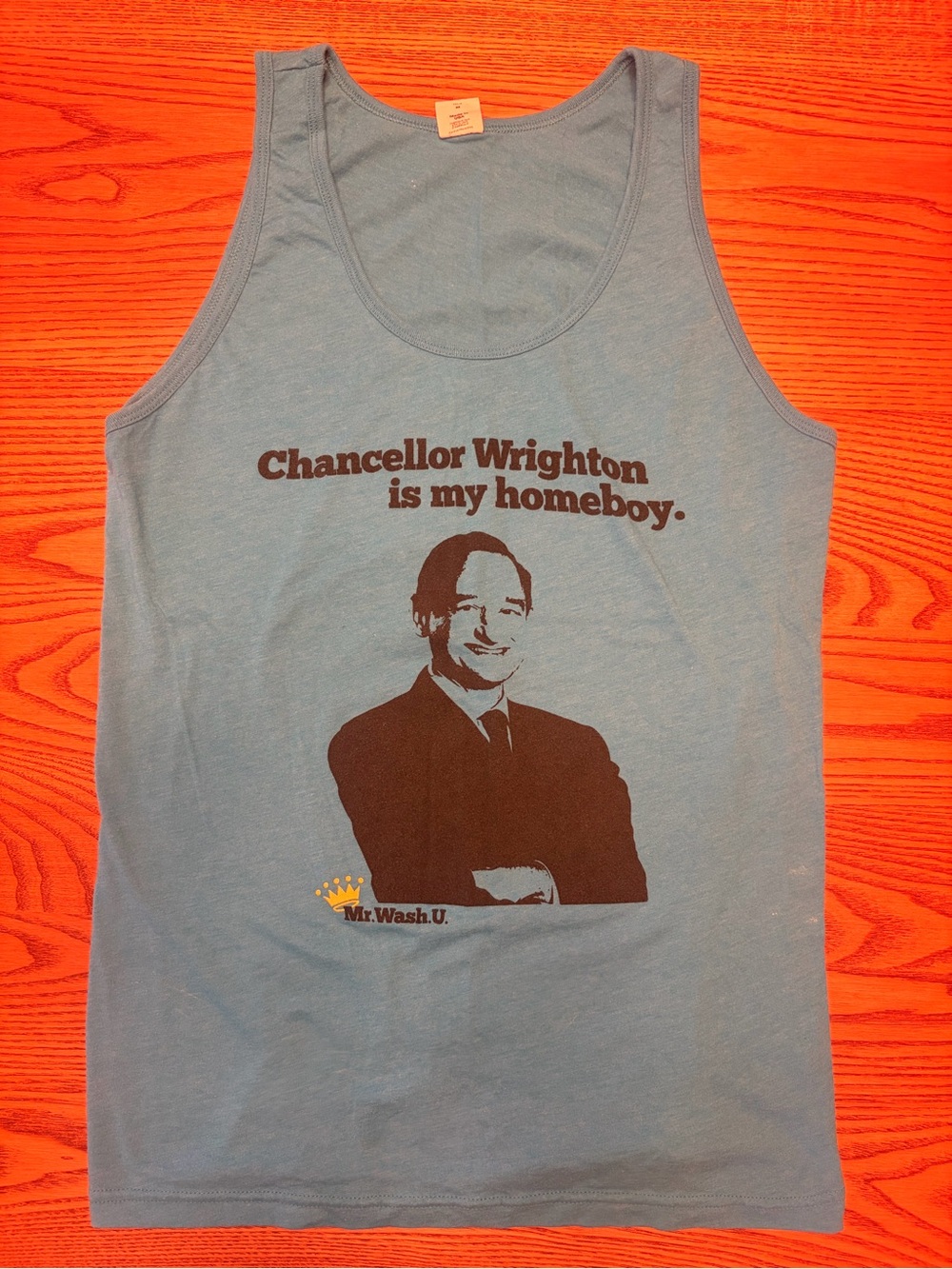 WashU Light Blue Graphic Tank Top - 'Chancellor Wrighton is my homeboy'